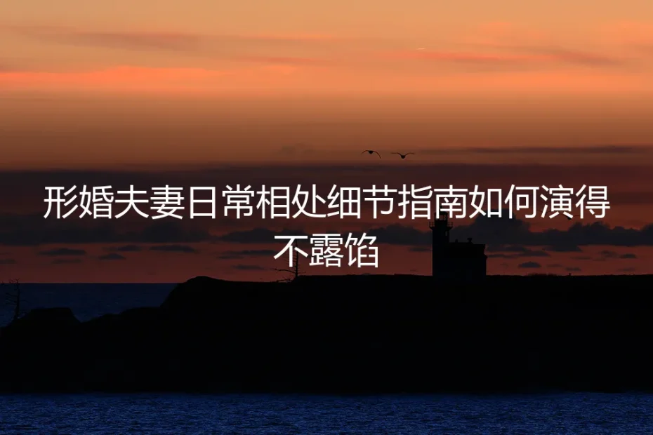 形婚夫妻日常相处细节指南：如何演得不露馅的保姆级实操避坑手册