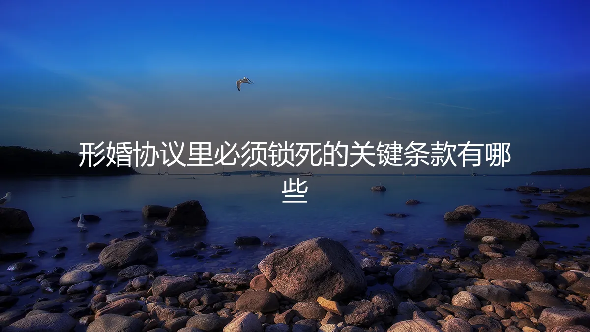 形婚协议避坑指南：必须锁死的7大关键条款与实操清单