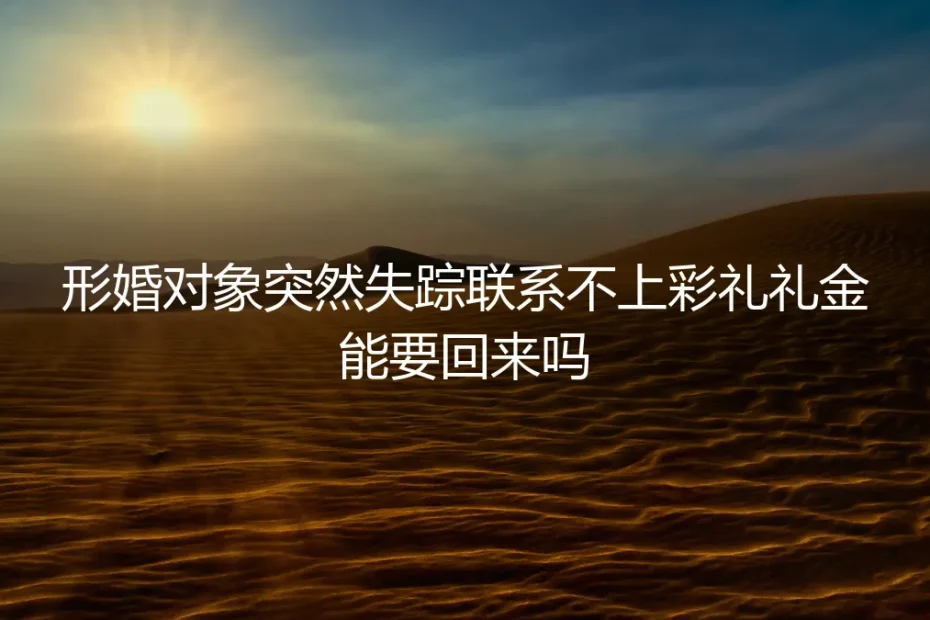 形婚对象失联，彩礼礼金何去何从？一场法律与人情的双重困局