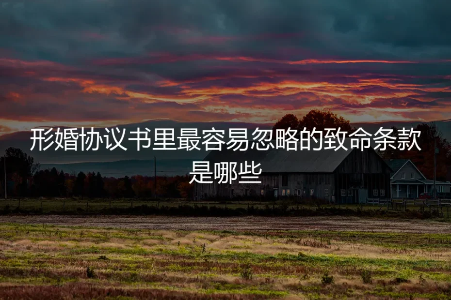 形婚避坑指南：协议中最致命的三大疏忽条款与防御策略