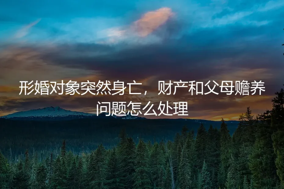 形婚对象猝然离世：财产归属与父母赡养的现实困境与破局