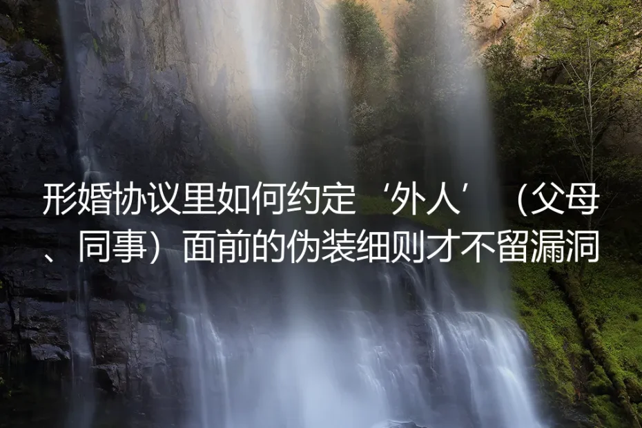形婚避坑指南：与‘外人’相处的伪装细则如何约定才不留漏洞？