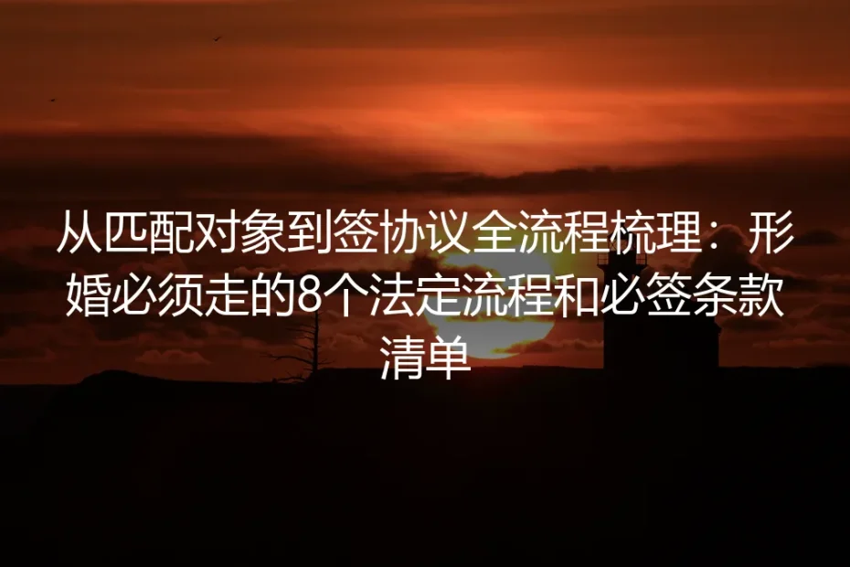 形婚保姆级实操避坑指南：从匹配对象到签协议全流程的8个法定步骤与必签条款清单