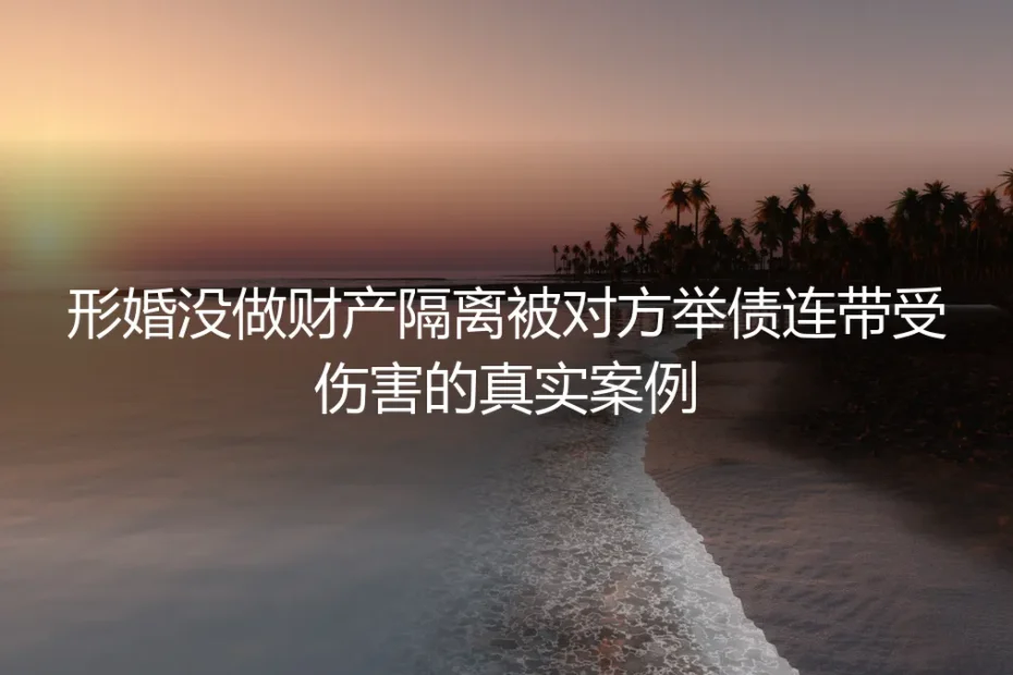 形婚未做财产隔离被连带举债230万：藏在“各取所需”背后的暗坑