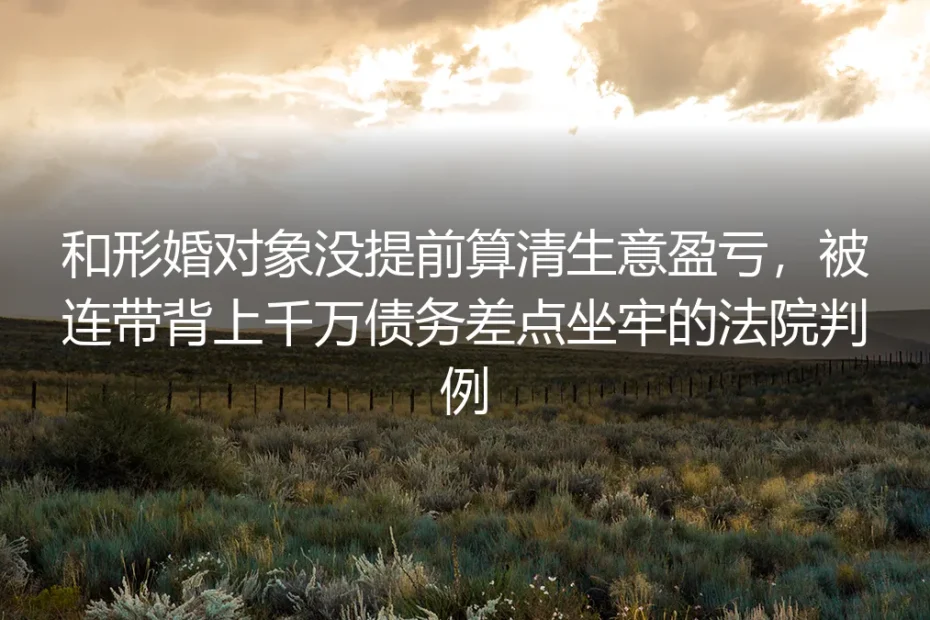 没和形婚对象提前算清生意账：她被连带千万债务差点坐牢的判例警示