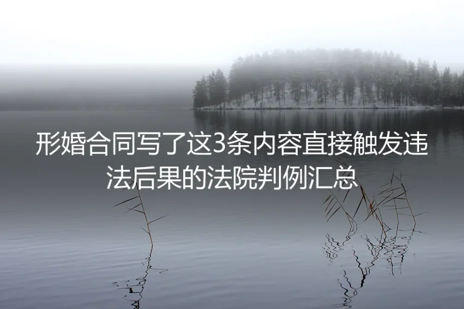 形婚合同写了这3条直接触发违法后果？法院判例汇总的避坑指南