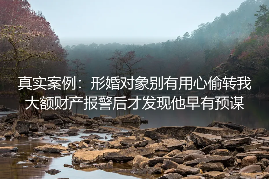 真实案例:形婚对象别有用心偷转我大额财产,报警后才发现他早有预谋