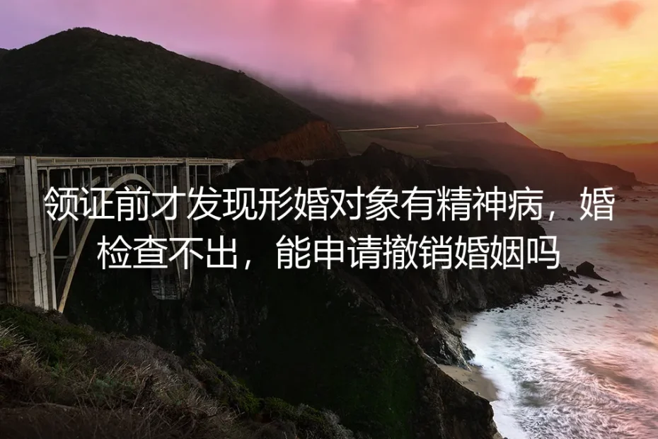 领证前才发现形婚对象有精神病,婚检查不出,能申请撤销婚姻吗?