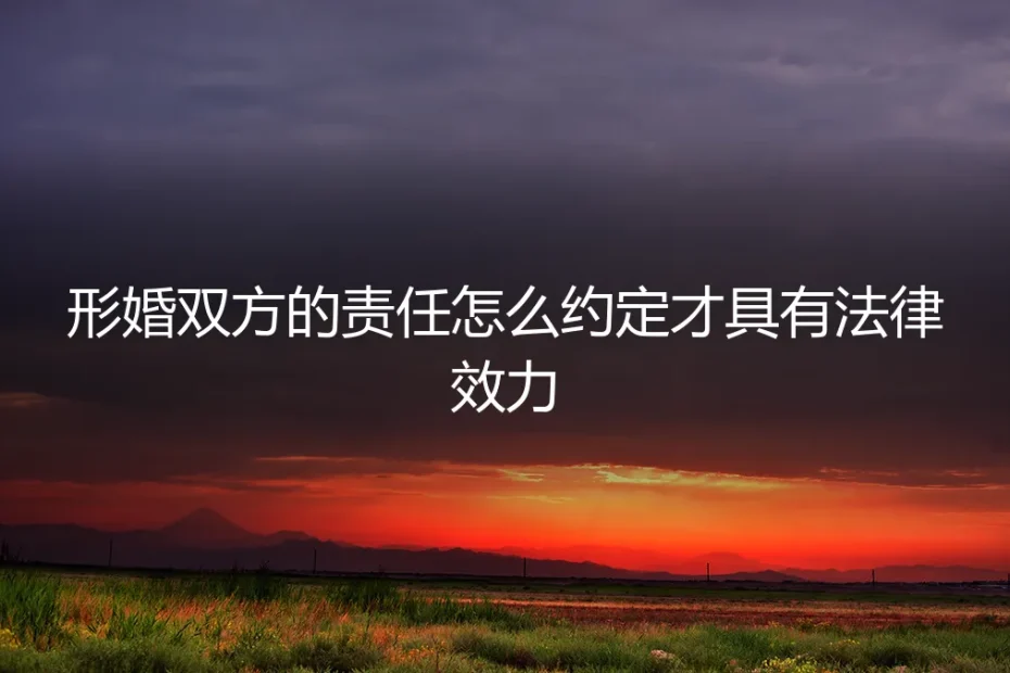 形婚双方的责任怎么约定才具有法律效力?保姆级实操避坑指南