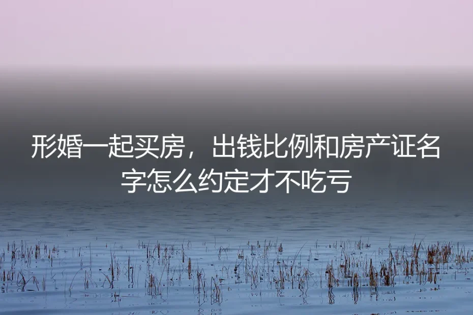 形婚一起买房,出钱比例和房产证名字怎么约定才不吃亏?保姆级实操指南