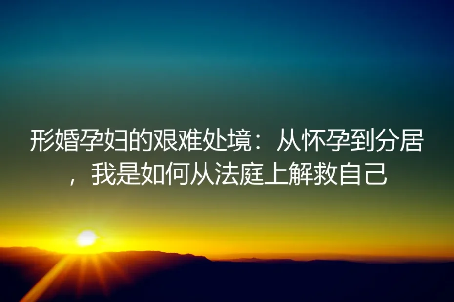 形婚孕妇的艰难处境：从怀孕到分居，我是如何从法庭上解救自己