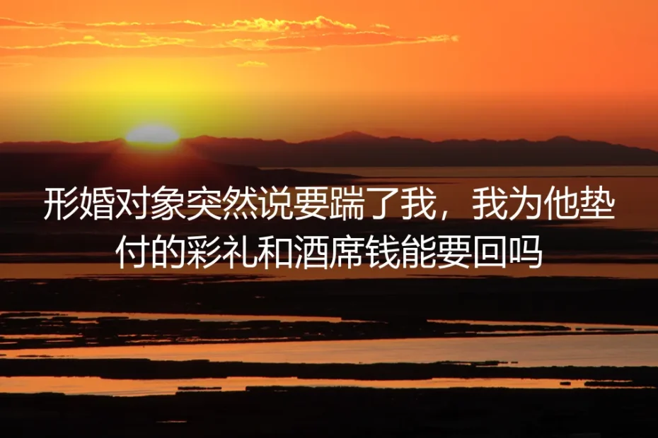 形婚对象突然说要踹了我，我为他垫付的彩礼和酒席钱能要回吗？